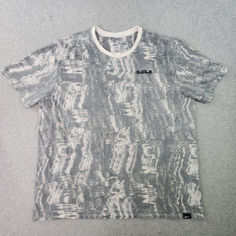 Nike Dri Fit The Tee Men 3XL Grey White Athletic Cut Lebron James Witness "Flaw" gallery