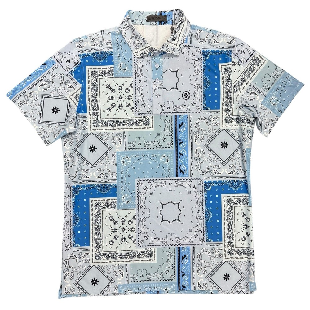 G/FORE G4 Tech Pique Golf Polo Paisley Blue Shirt, Size XXL G4MS23K240D NWT