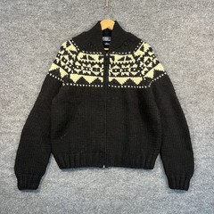 Vintage Polo Ralph Lauren Fair Isle 100% Wool Hand-Knit Full Zip Sweater XL