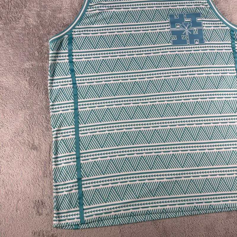 Hawaii's Finest Teal & White Tribal Men’s Large Tank Top Shirt Limited Sold Out gallery