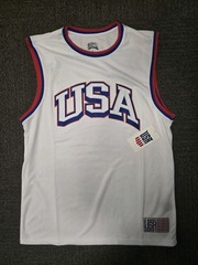 Men’s USA Liberty Athletic Mesh Basketball Jersey Top White/Red/Blue NWT Size L