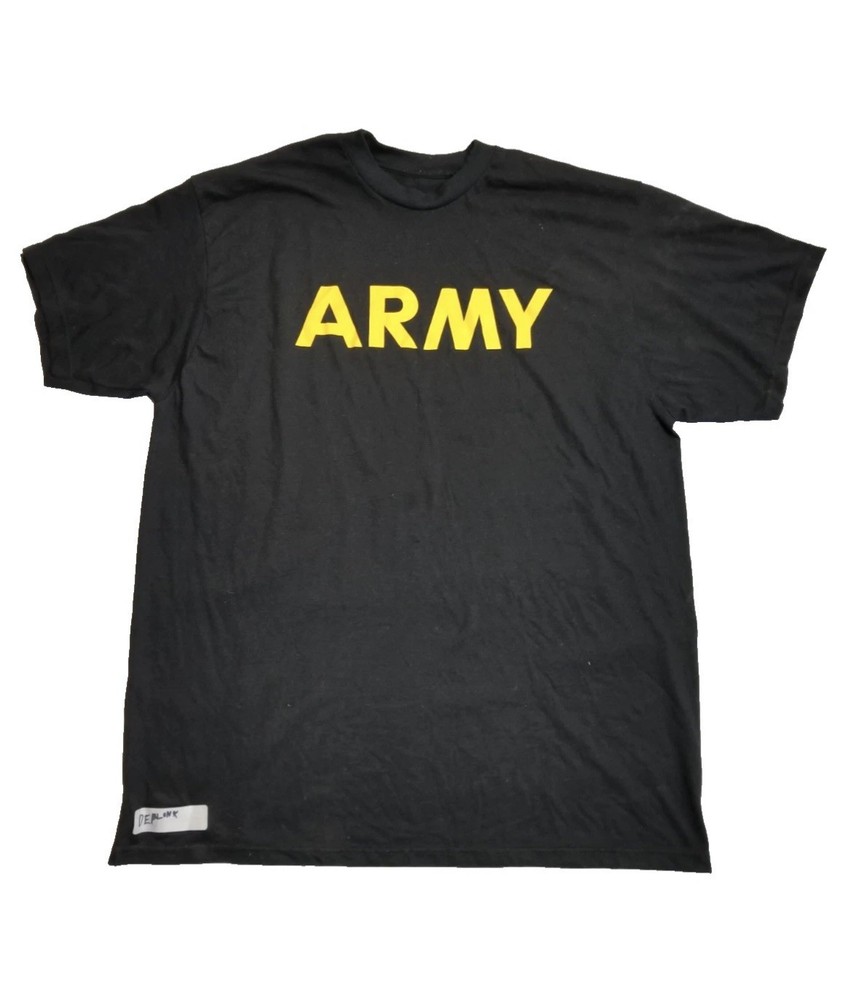 New - US Army APFU Physical Fitness T Shirt Black Gold ARMY Print Large Official
