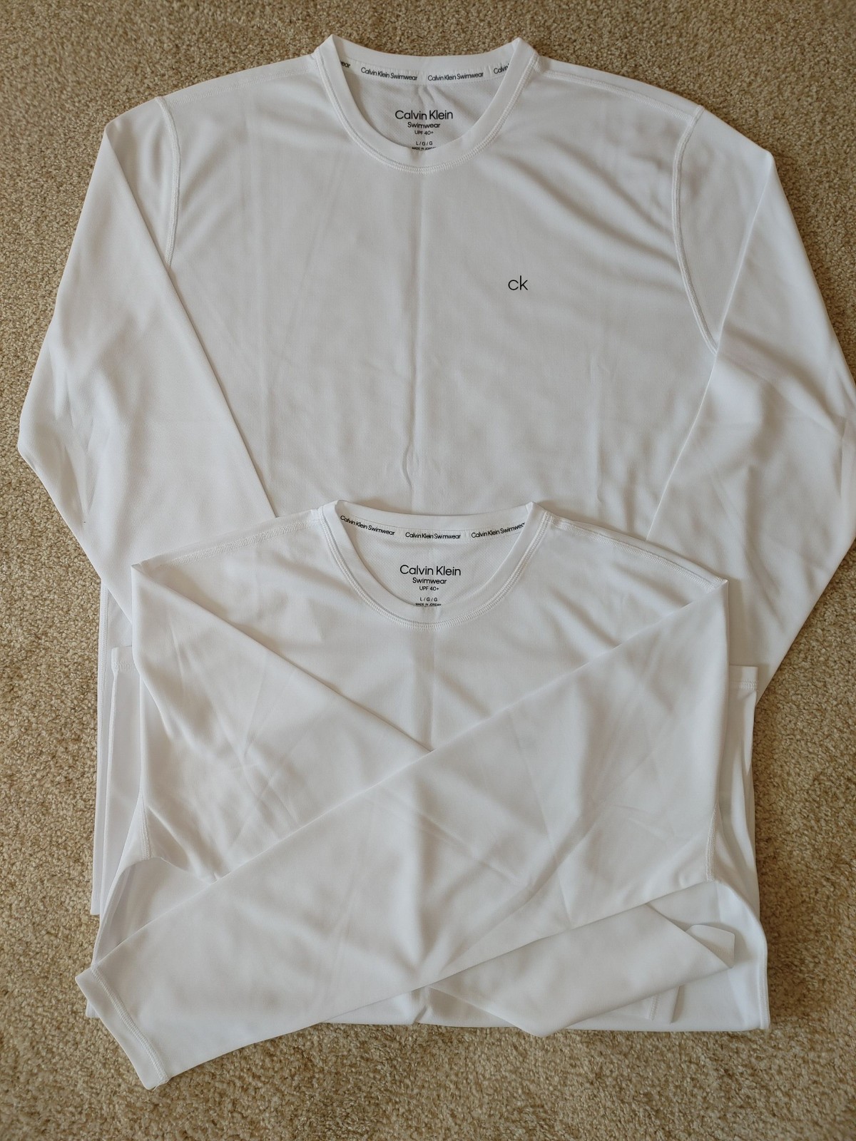 (2) NWOT Calvin Klein Men Light Weight Swimwear Long Sleeve 40+ UPF Active Tops gallery