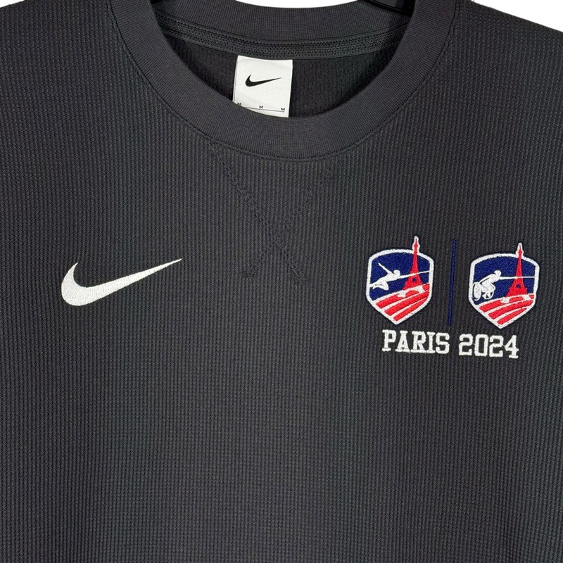 Nike Mens Medium Thermal Shirt Paris 2024 Olympics Waffle Knit Long Sleeve Gray gallery