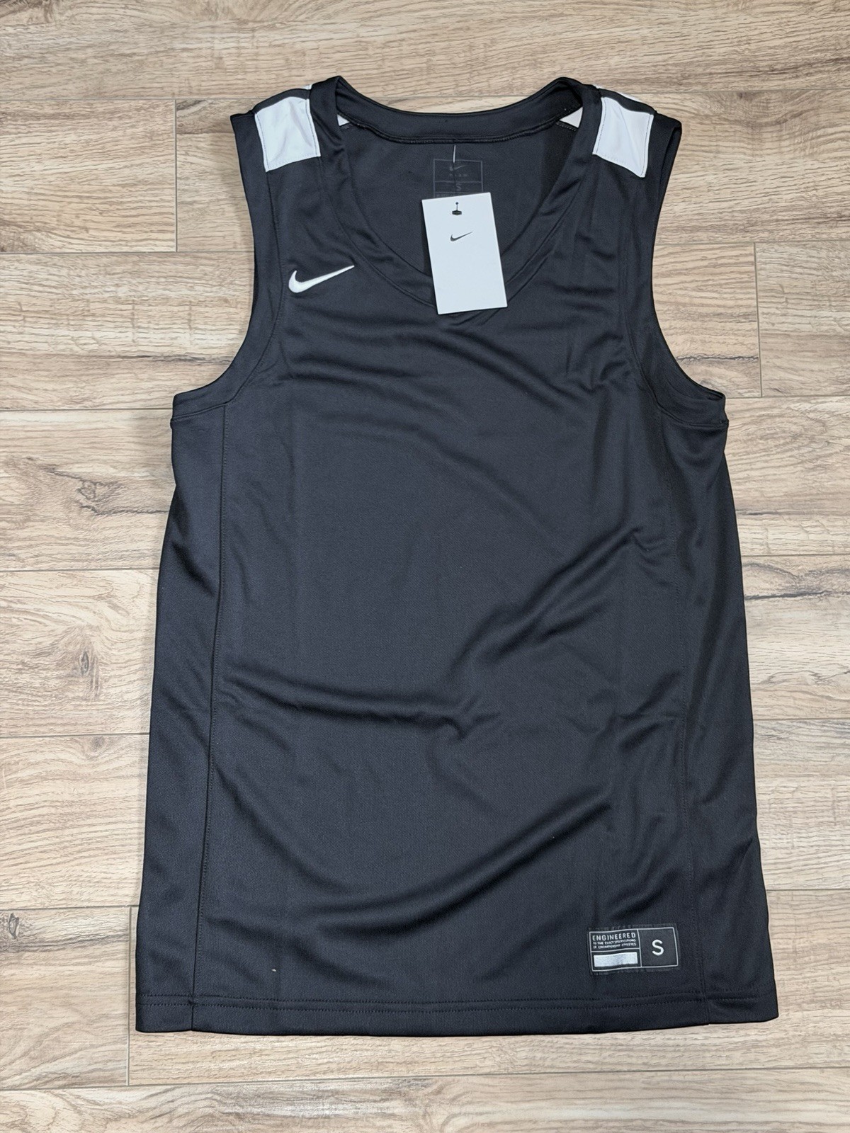 Nike Mens Dri-FIT Basketball Jersey Practice Tank Plain Black White - Size Small gallery