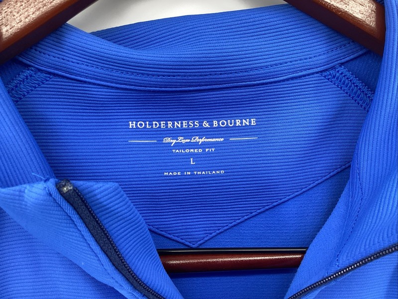 Holderness Bourne 1/4 Zip Pullover Mens L Dry Luxe Performance Tailored Fit Blue gallery