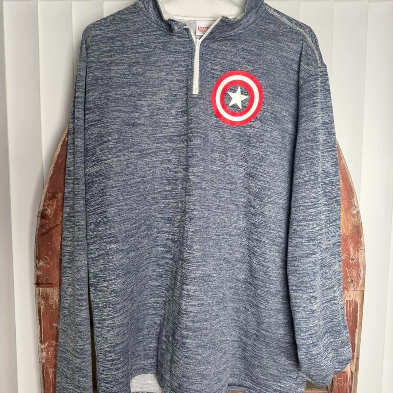 MARVEL Captain America Quarter Zip XL Blue / Grey Heather gallery