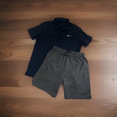 Nike Men’s Set Short And T Shirt Size L Dry Fit Blue Grey Used