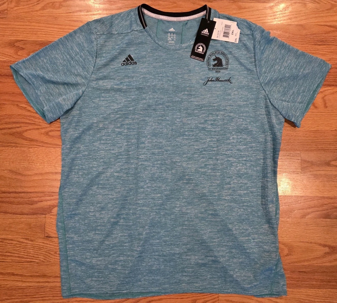 Adidas Boston Marathon 2016 Shirt Size XXL NEW w/ Tags Double Sided Blue 120th gallery
