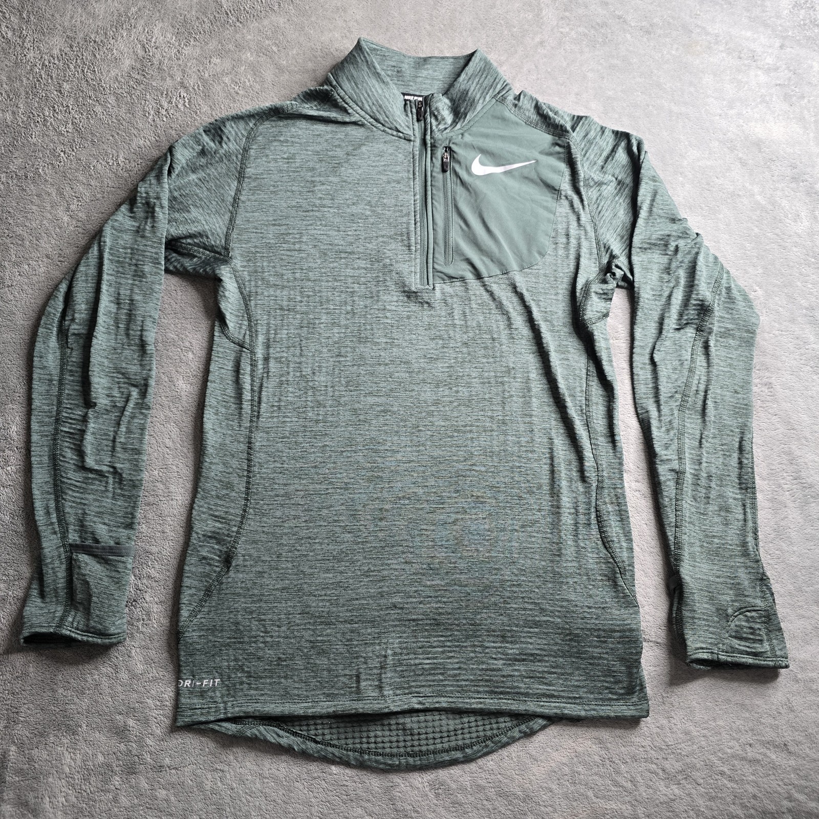 Nike Running 1/4 Zip Pullover Mens Small Green Element Therma Sphere Thumb Holes gallery