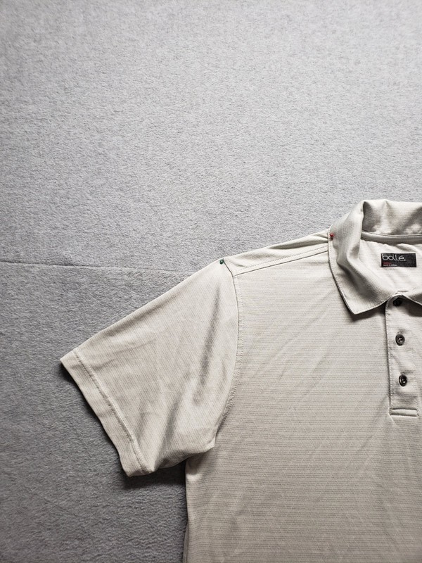 Bolle Men Polo Shirt S Gray Button Front Short Sleeve Collared Logo Outdoor Golf gallery