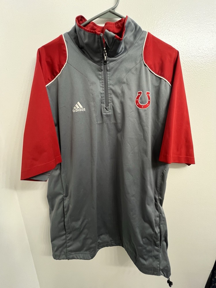 Adidas Short Sleeve 1/4 Zip Pullover sz Large, Colts, Red, Grey, White, Rare