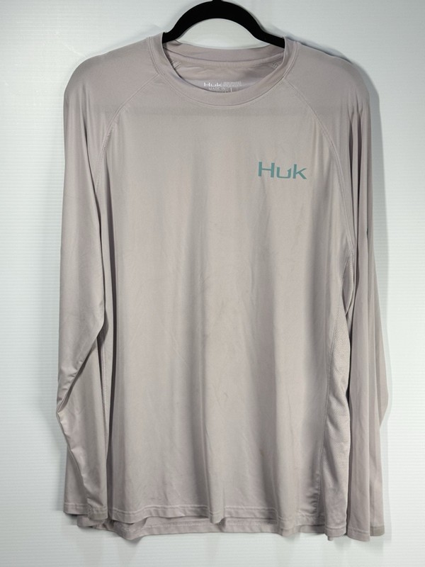 HUK Performance Shirt Mens Large White Long Sleeve Fishing Performance Fish gallery