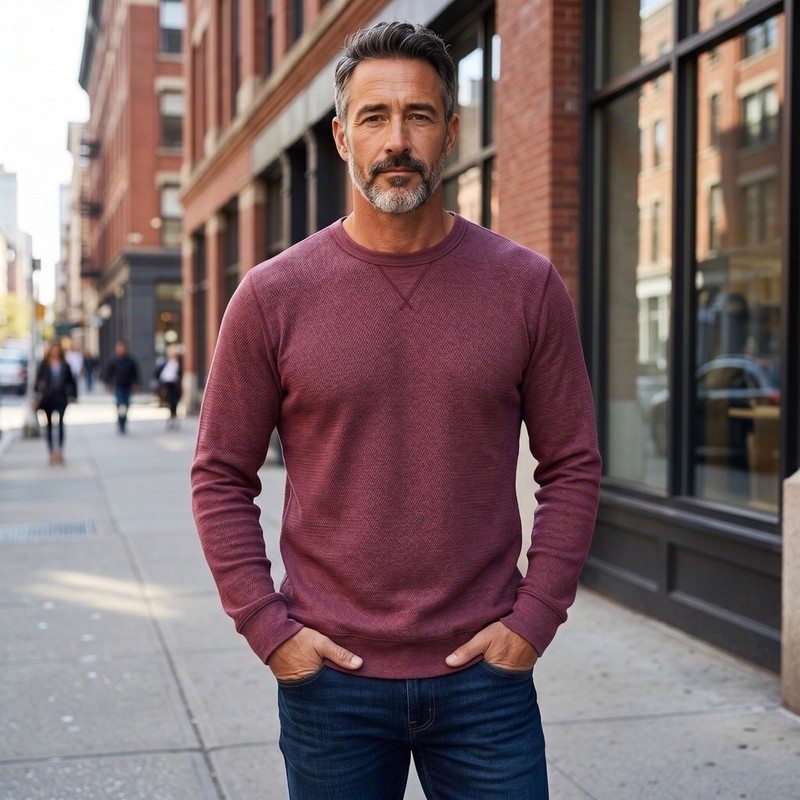 St John's Bay Mens Pullover Size L Maroon Crew Neck Long Sleeve Athleisure Shirt gallery
