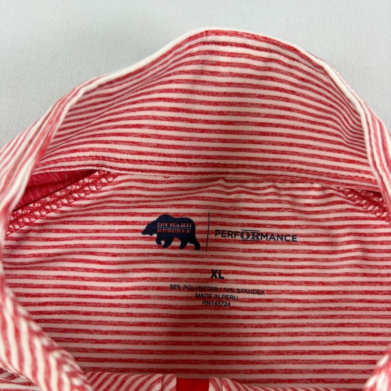 Onward Reserve Shirt Mens XL Red Striped 1/4 Zip Golf Pullover Performance gallery