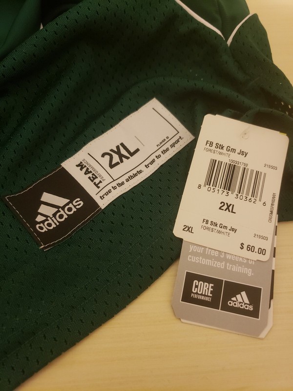 Adidas Mens Size 2XL Football Stock Game Jersey Green/White gallery
