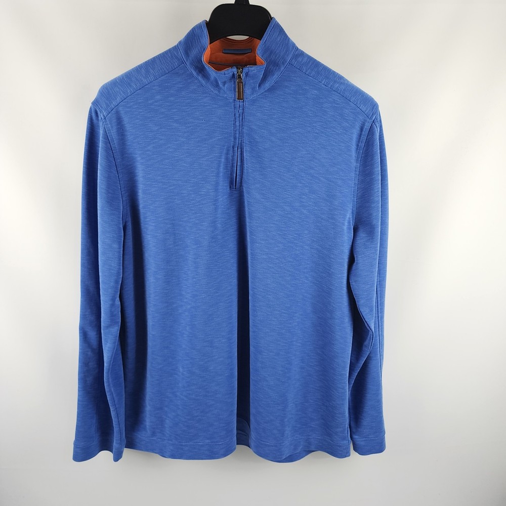 Johnston & Murphy Shirt Mens XXL Blue 1/4 Zip Performance Pullover