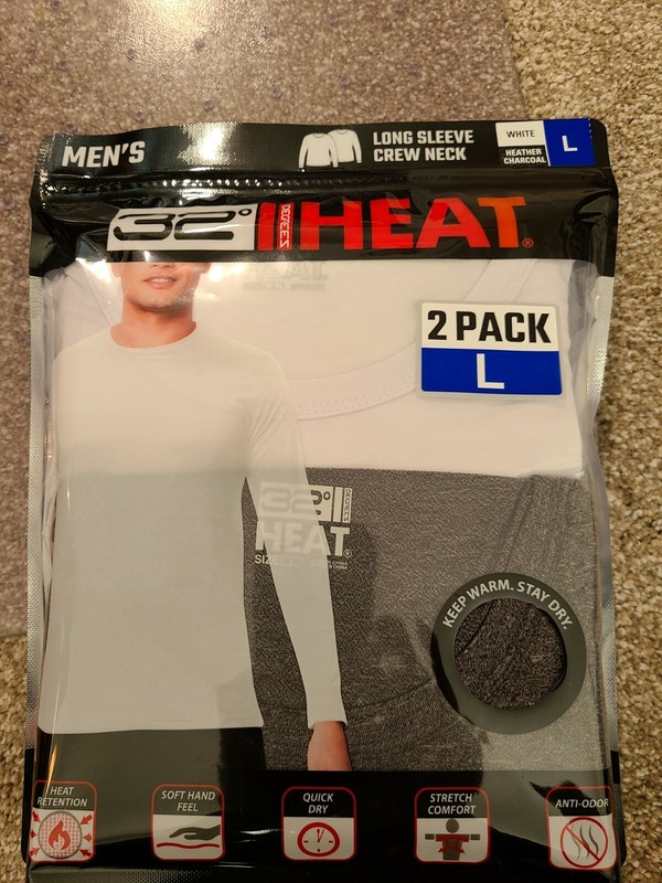 32 Degrees Heat 2 Pack Long Sleeve Neck. 1 White/1 Gray Mens Large gallery