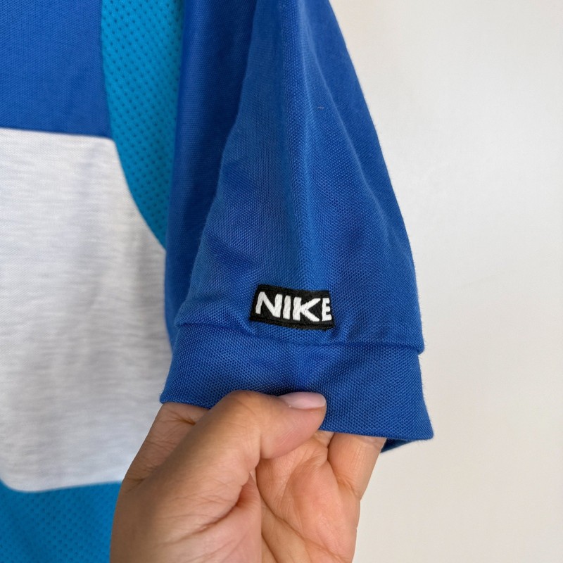 Vintage 1990s Nike 1/4 Zip Cycling Shirt Blue Stripe Mens - L gallery