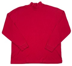 LL Bean Mens Stretch Mock High Neck Long Sleeve Red Base Layer Ski Hiking Red L