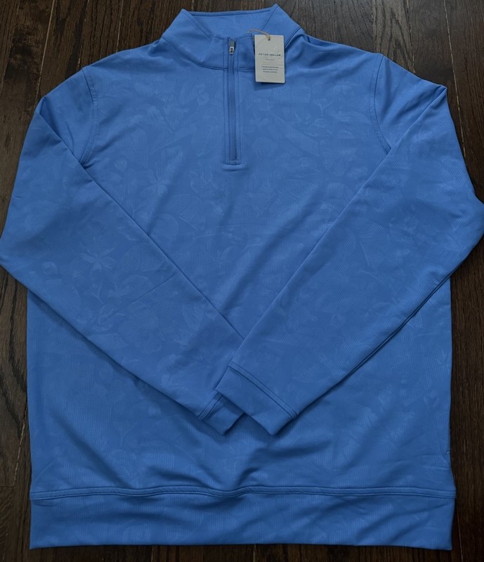 NWT Peter Millar Mens Perth Shadow Floral Print 1/4 Zip Pullover Blue Sz M $145 gallery