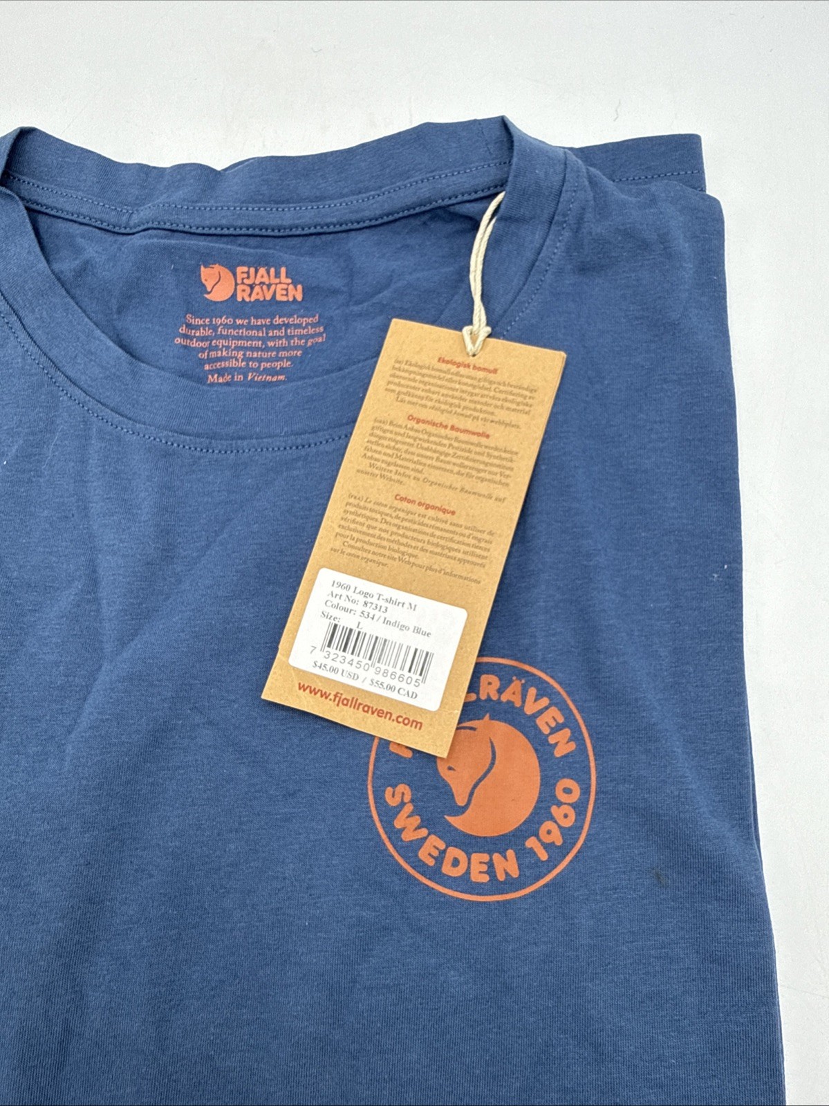 Fjallraven 1960 Logo Men's T-Shirt Indigo Blue Size Large NWT! gallery