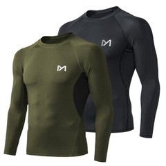 2Pack Men Compression Long Sleeve Shirts Undershirts Workout Gym Sports Running