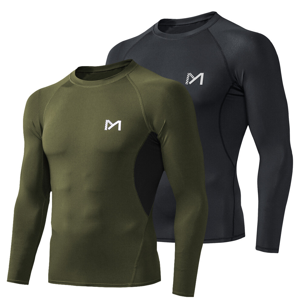 MEETYOO Mens Compression Long Sleeve Athletic Workout Shirt Undershirt Baselayer gallery