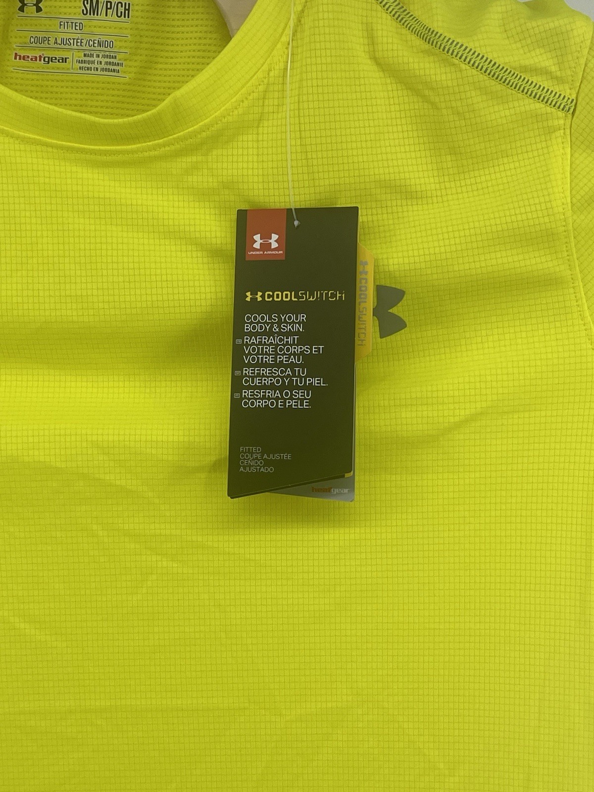 Under Armour Cool Switch Shirt Fitted Mens Small Neon Yellow Running Stretch New gallery