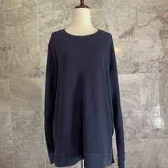 Municipal Navy Blue Side Zipper Waffle Long Sleeve Top XXL