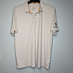 Swannies Golf Performance Polo Shirt Mens Size Xl White Geometric Bobby Jones