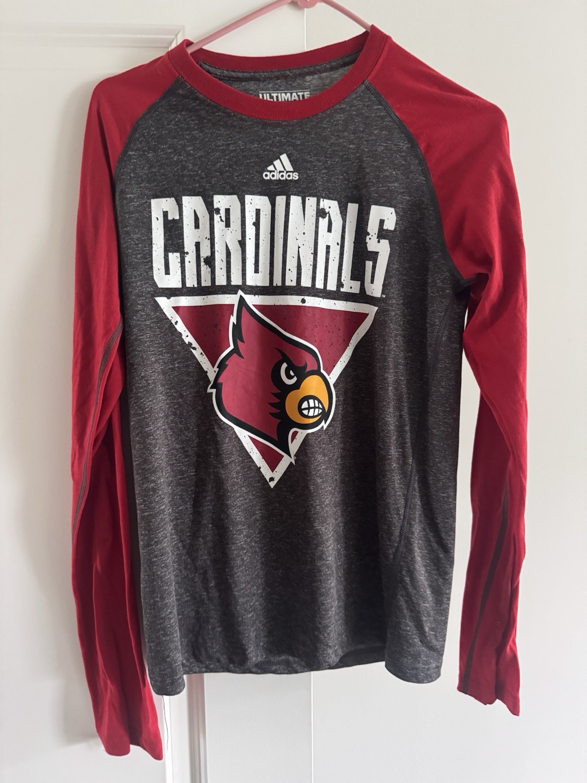 Adidas ClimaLite Louisville Cardinal Long Sleeve T-Shirt Men’s Small Red/ Grey gallery
