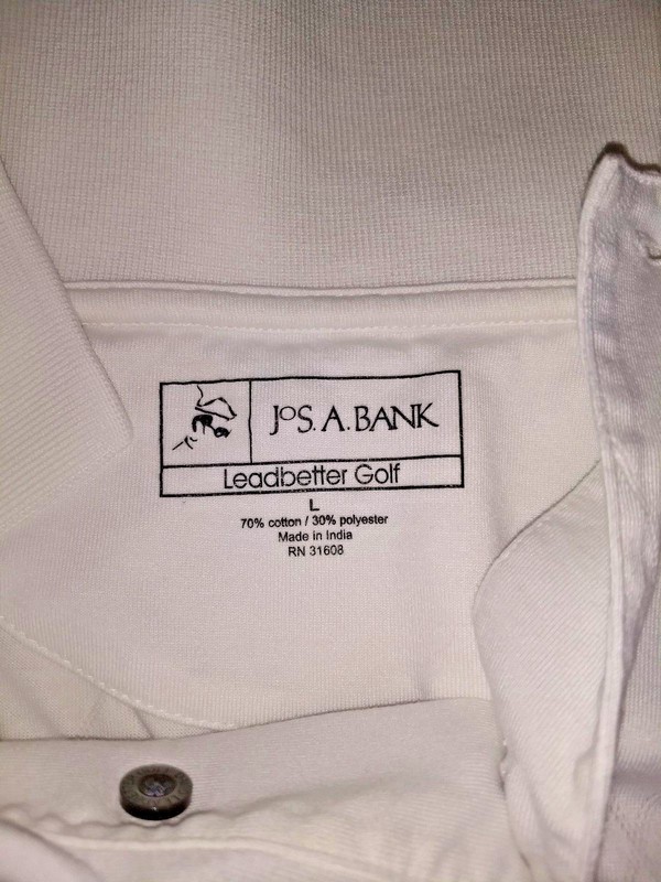 JoS A BANK Leadbetter GOLF POLO SHIRT SS Mens L White Argyle Pattern Athletic gallery