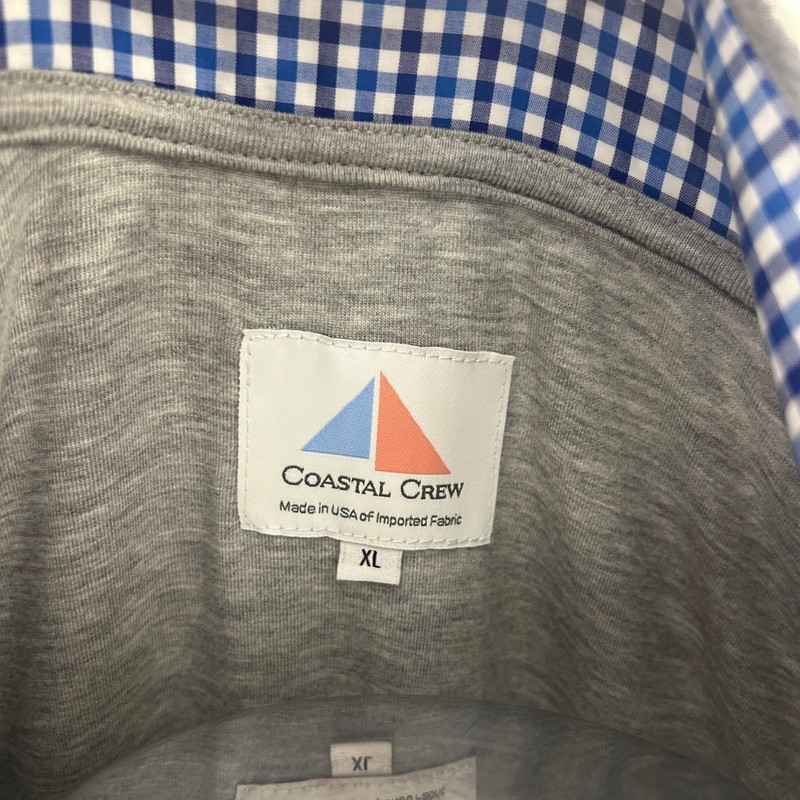 Coastal Crew XL Gray Quarter Zip Long Sleeve Pullover Shirt Bamboo Cotton Blend gallery