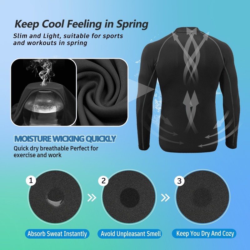 Men's Athletic Long Sleeve Compression Shirts Dry Fit Sports Gym Shirts Workout gallery