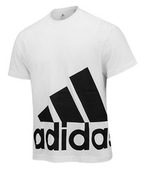 Adidas Men Giant Logo Shirts Training White T-Shirt Run Casual Tee Jersey HE1829