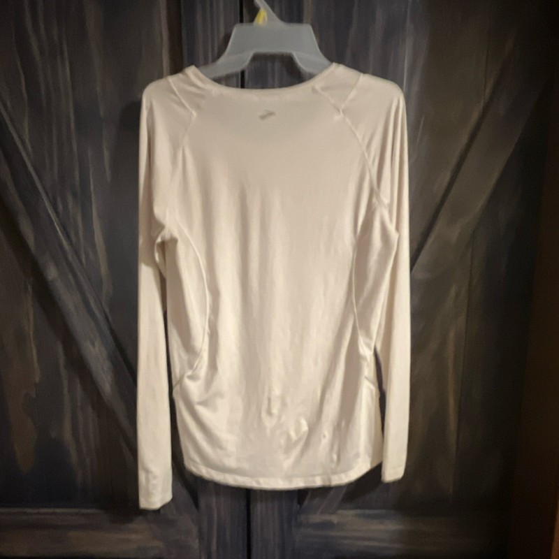 Brooks Womens White Lightweight Long Sleeve Crew Neck Activewear Running T-Shirt gallery