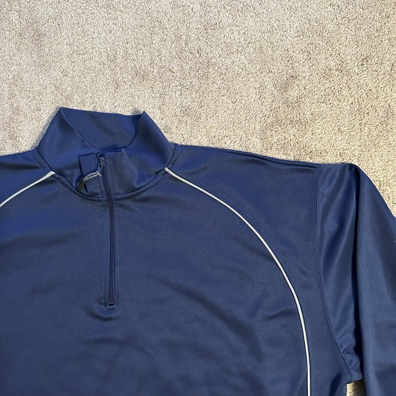 The Rock Sweater Men's XL Mock Neck 1/4 Zip Elite Athletic Gear Navy Blue Fleece gallery