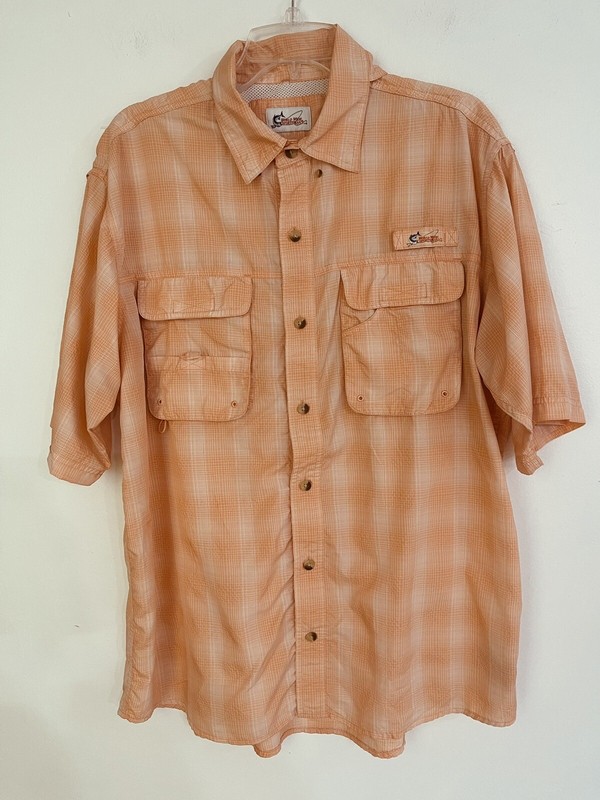World Wide Sportsman Men’s Peach Color Fishing Shirt Short Sleeve Size Large gallery