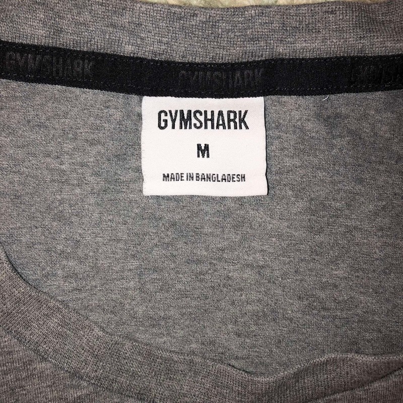 GYMSHARK Men's Gray Solid Crew Neck Tagless Logo T-Shirt Regular Fit M gallery