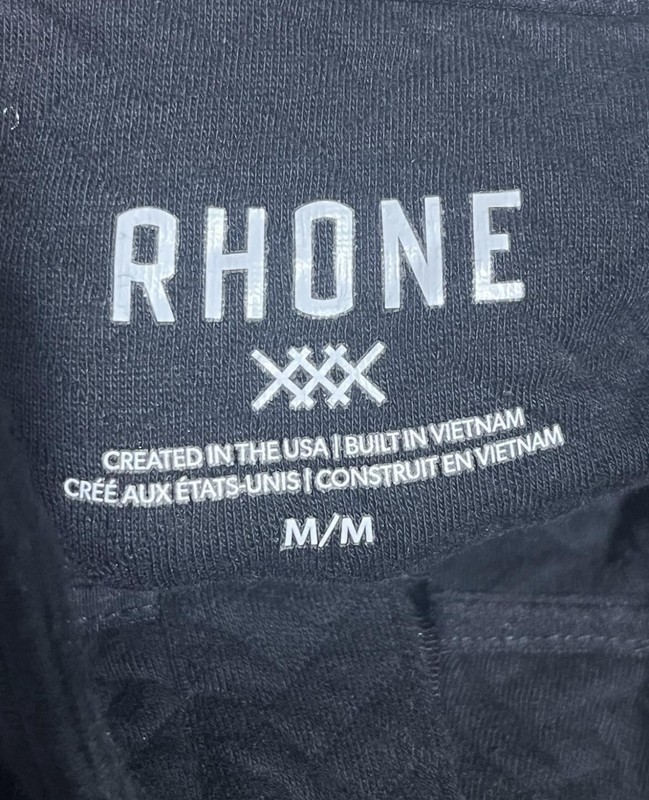 Rhone Pullover Mens Medium Black Textured Snap Mock Neck Long Sleeve Cotton gallery