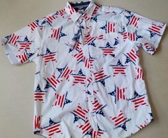 FREE PLANET AMERICANA JULY 4TH BUTTON UP SHIRT MENS 1X 2X 3X PATRIOTIC COTTON