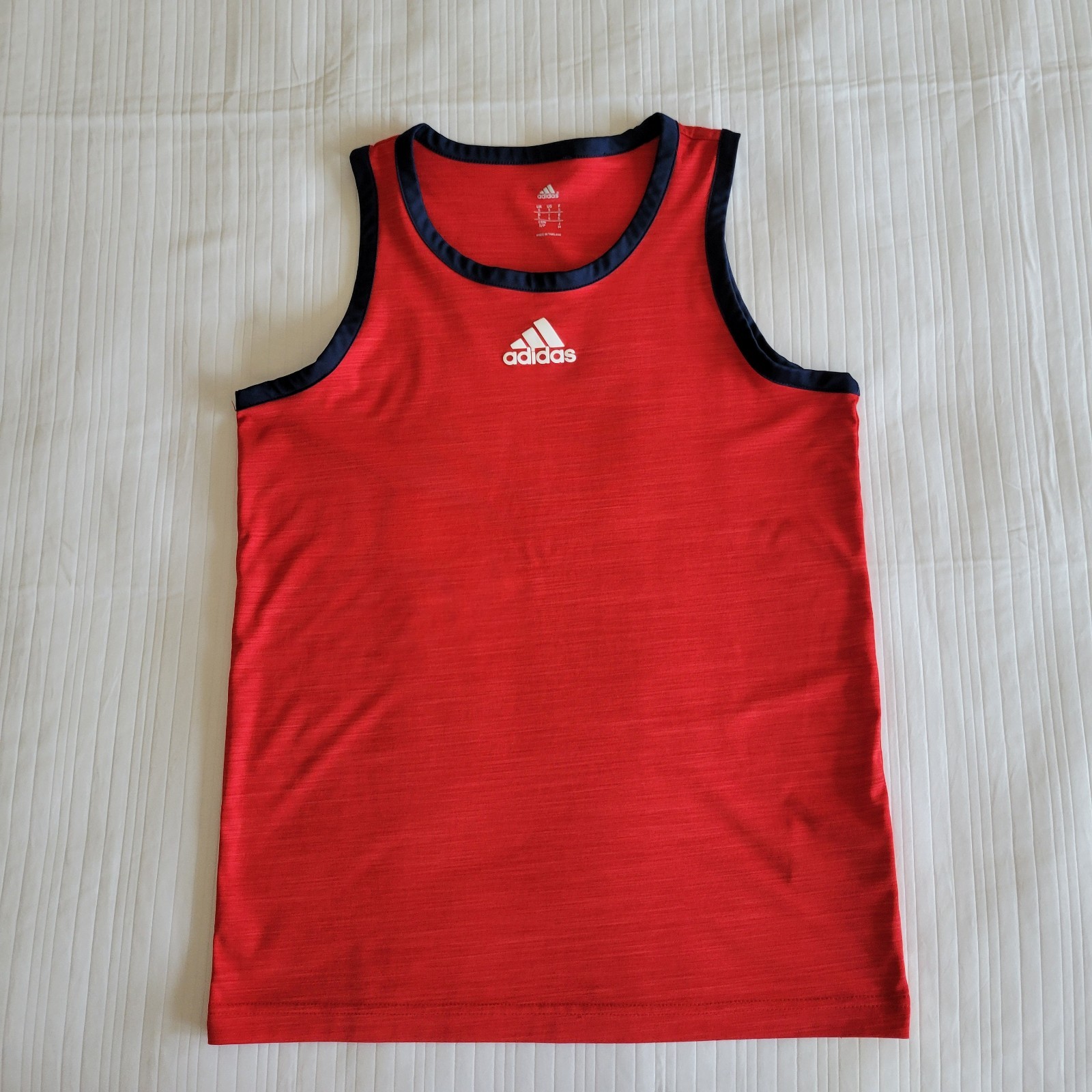 Adidas 3 Stripes Basketball Heathered Red Tank-Top Size Small gallery