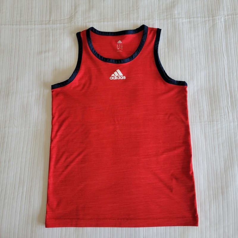 Adidas 3 Stripes Basketball Heathered Red Tank-Top Size Small gallery