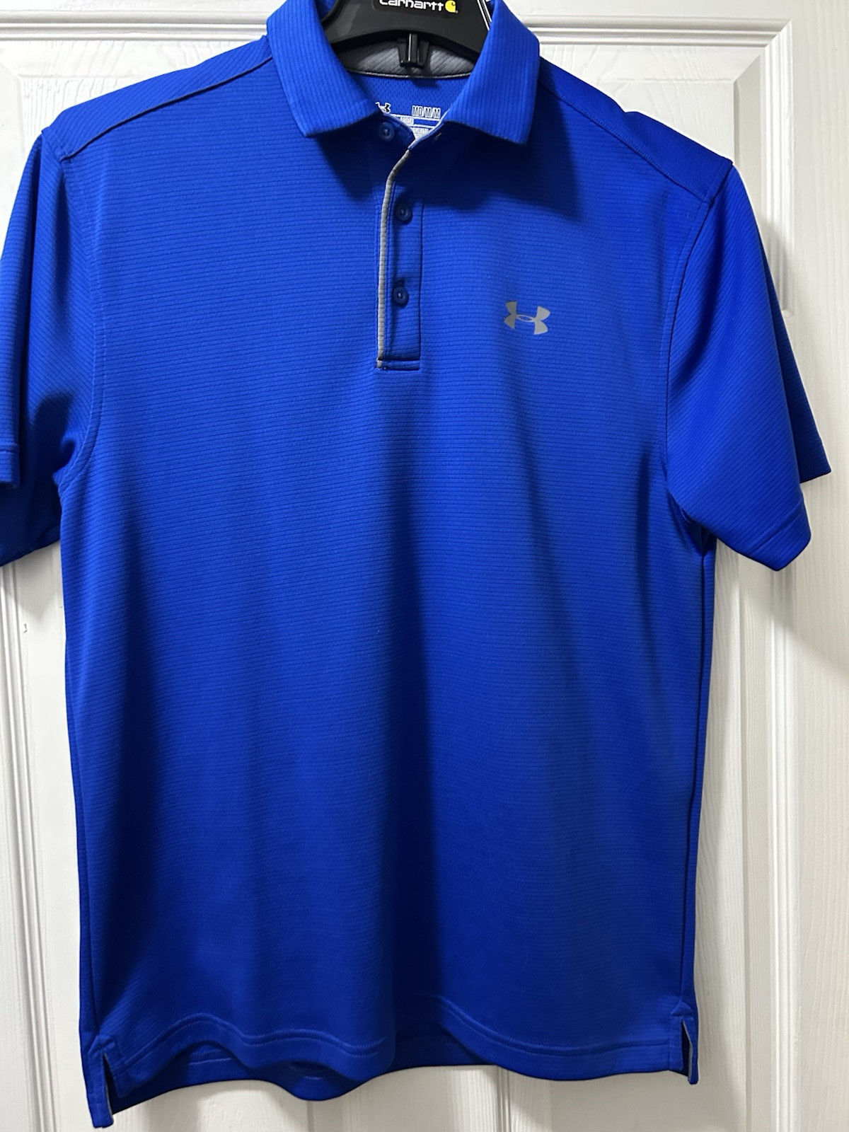 Under Armour 3 Button Collared Pull Over Medium Blue Shirt PreOwned gallery