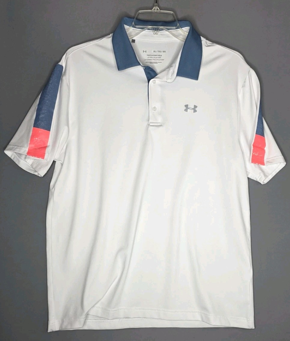 Men’s Under Armour Golf Polo Shirt The Playoff White Short Sleeve Performance gallery