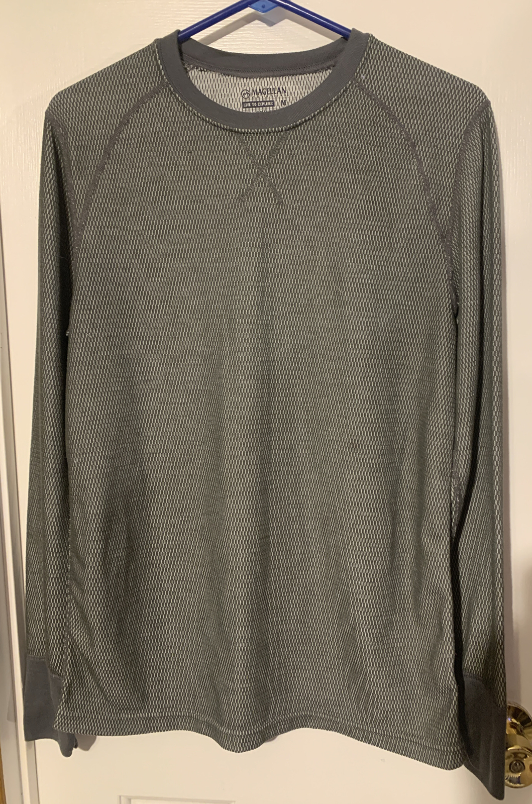 Magellan Mens Long Sleeve Mesh Layered Gray Shirt Size Medium Listing #740 gallery