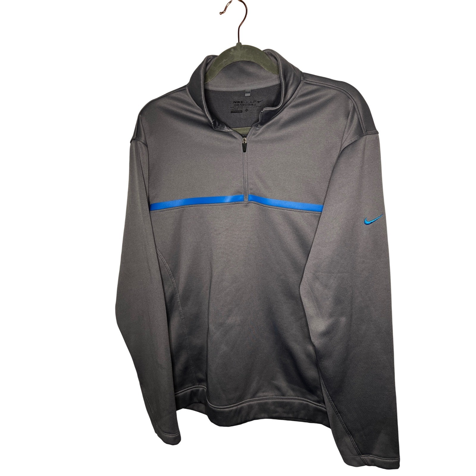 Nike Golf Tour Performance Therma Fit Quarter Zip Pullover Mens Medium Gray Blue gallery
