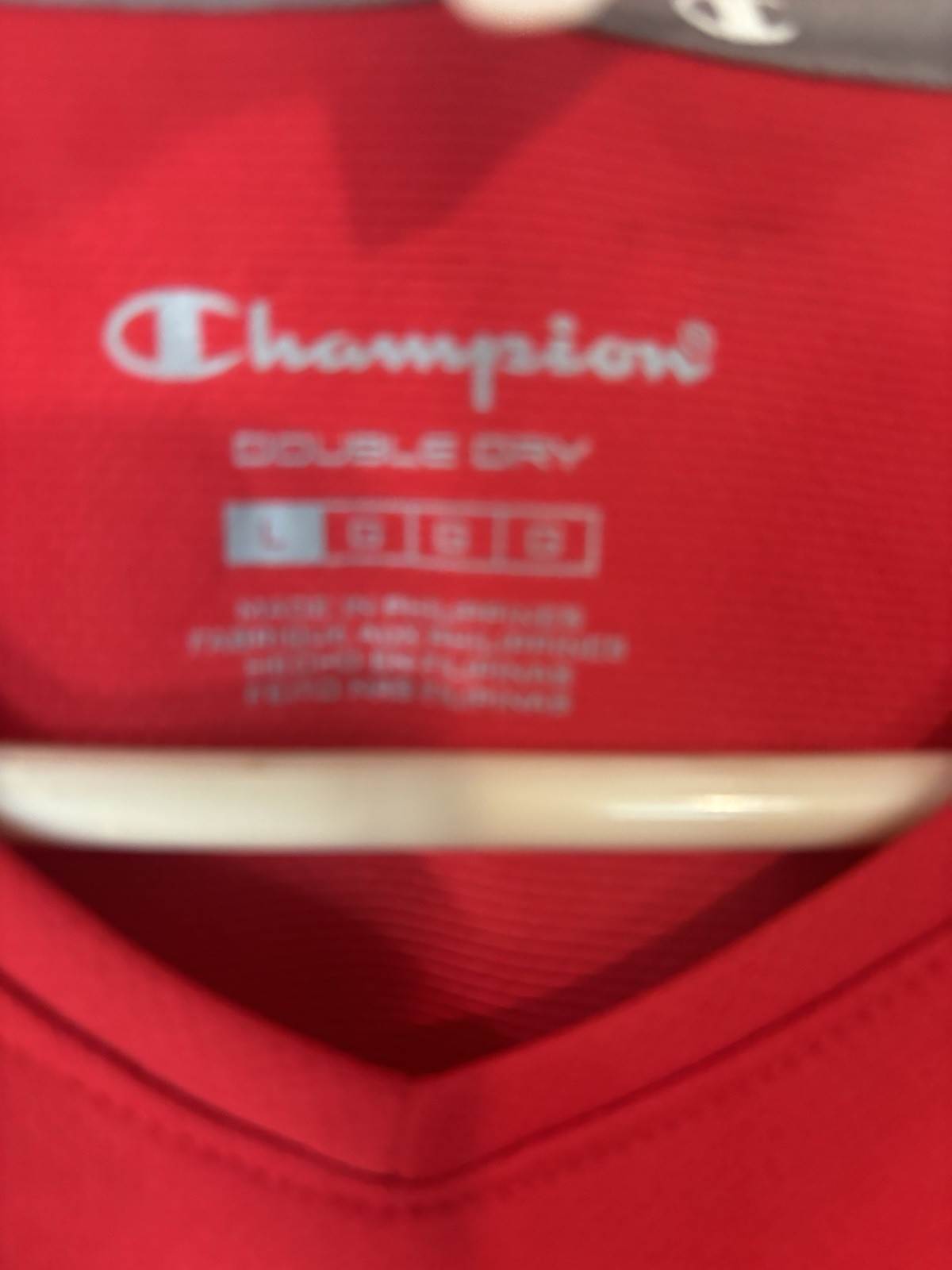 Champion Large V Neck Short Sleeves Red With White NWT Polyester gallery