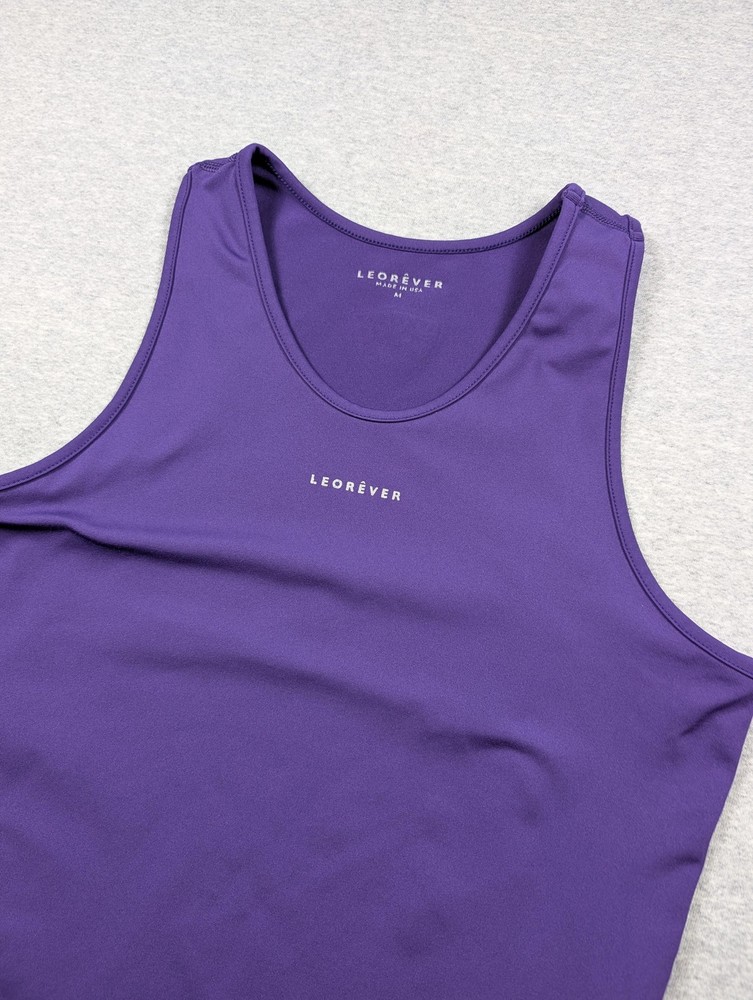 LEORÊVER Mens Tank Balanced Compression Shirt Medium Hearn Purple Poly-Spandex